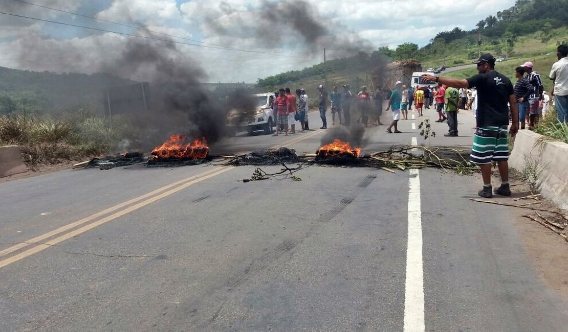 Trabalhadores fecham trecho da AL-220 próximo a Usina Porto Rico