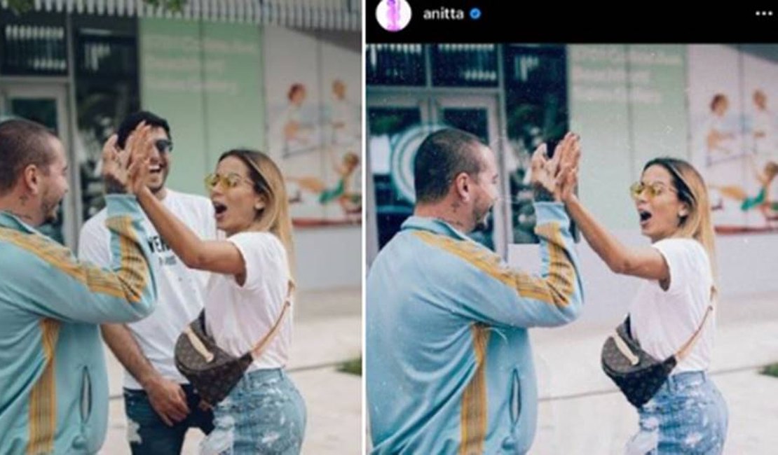 Anitta “apaga” ex-marido Thiago de foto com o cantor J Balvin