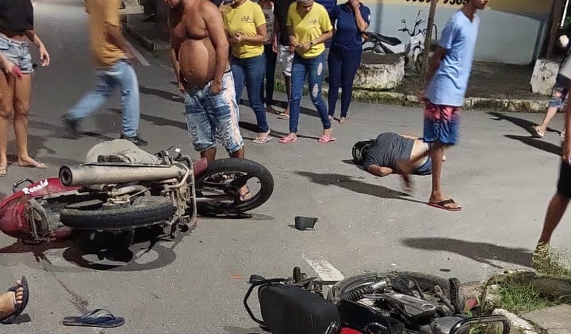 Batida envolvendo duas motocicletas deixa homem e mulher feridos em São Miguel dos Campos