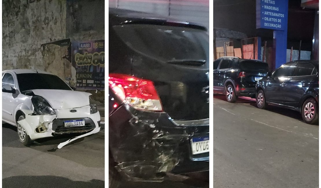 Colisão de trânsito entre três carros de passeio é registrada no centro de Arapiraca