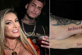Andressa Urach tatua nome do namorado no 1º dia do relacionamento: 'Me apaixonei'