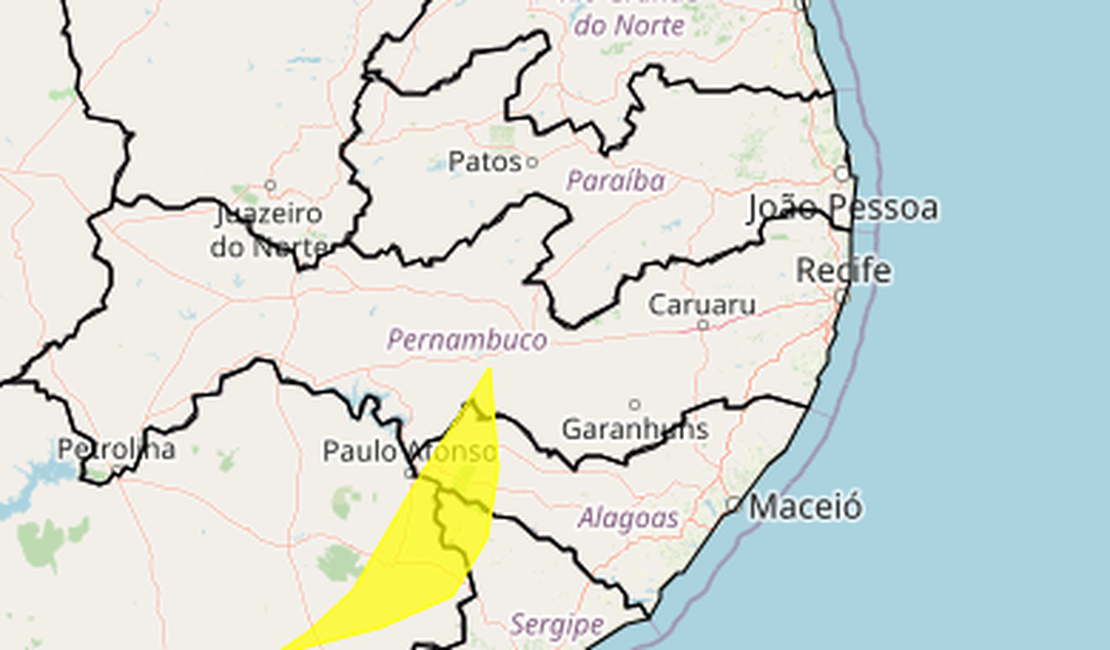 Alerta de vendaval é emitido para 13 cidades de Alagoas; ventos podem chegar a 60km/h