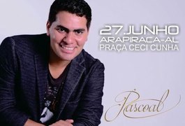 Cantor Pascoal faz seu primeiro show em Arapiraca, hoje (27)