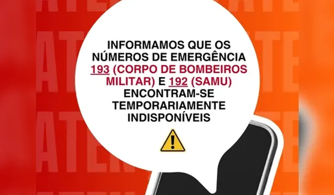 Bombeiros e Samu ficam temporariamente indisponíveis em Alagoas