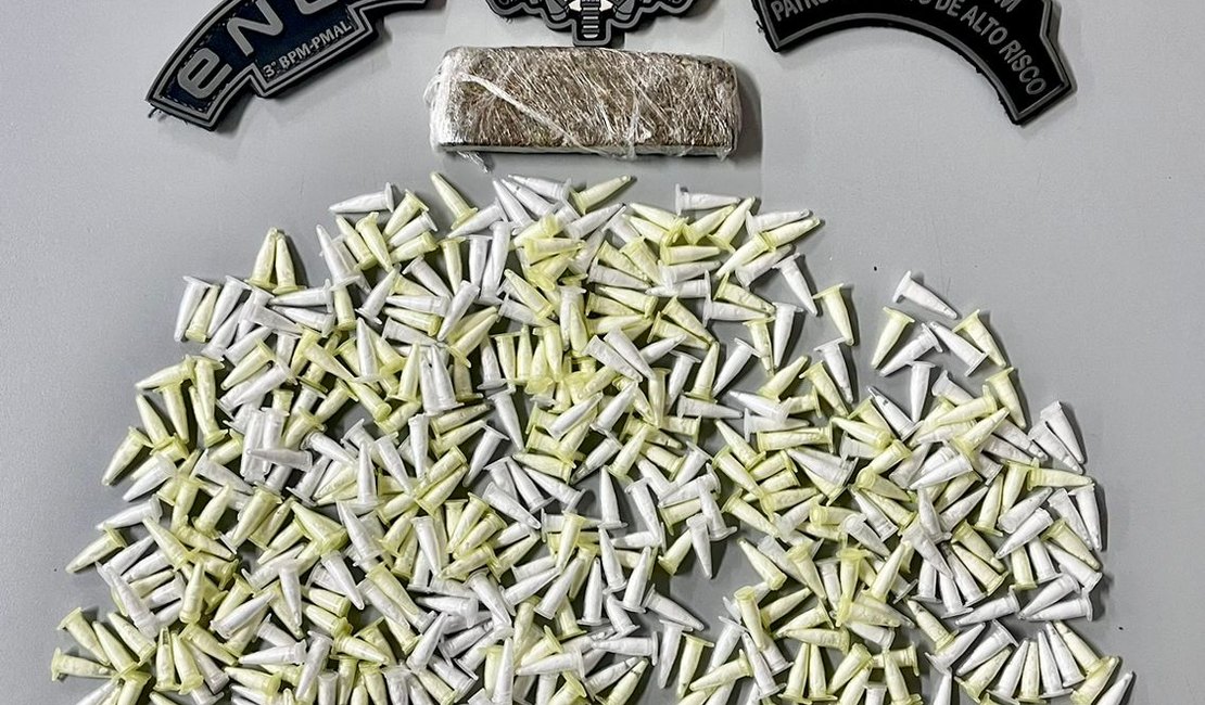 Em Arapiraca, homem é preso ao ser flagrado transportando drogas em motocicleta