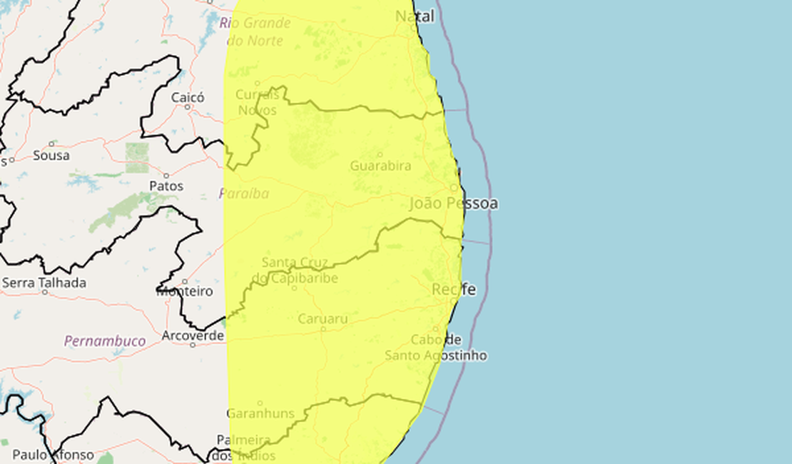 Inmet emite alerta de chuvas para 35 municípios de Alagoas neste sábado