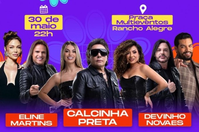 São Sebastião celebra 66 anos com grande shows de ﻿Calcinha Preta, Devinho Novaes e Eline Martins