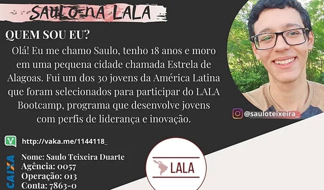 Estudante de Palmeira dos Índios é único alagoano que fará parte do Brazilian Leadership Bootcamp