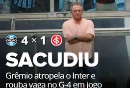 Na festa de Felipão, Grêmio finda jejum e entra no G-4 goleando Inter