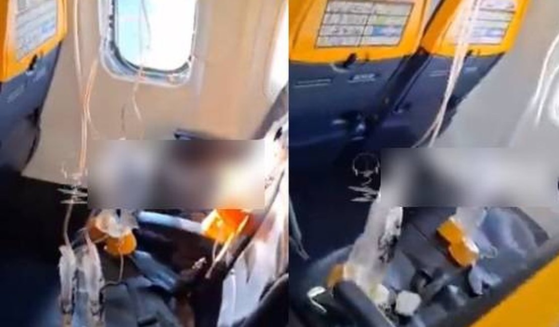 Passageiro é parcialmente sugado para fora de janela quebrada de avião durante voo