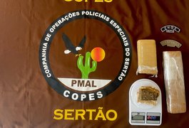 COPES/Caatinga e 9° BPM apreendem quase 1,5kg de maconha com adolescente de 15 anos em Piranhas