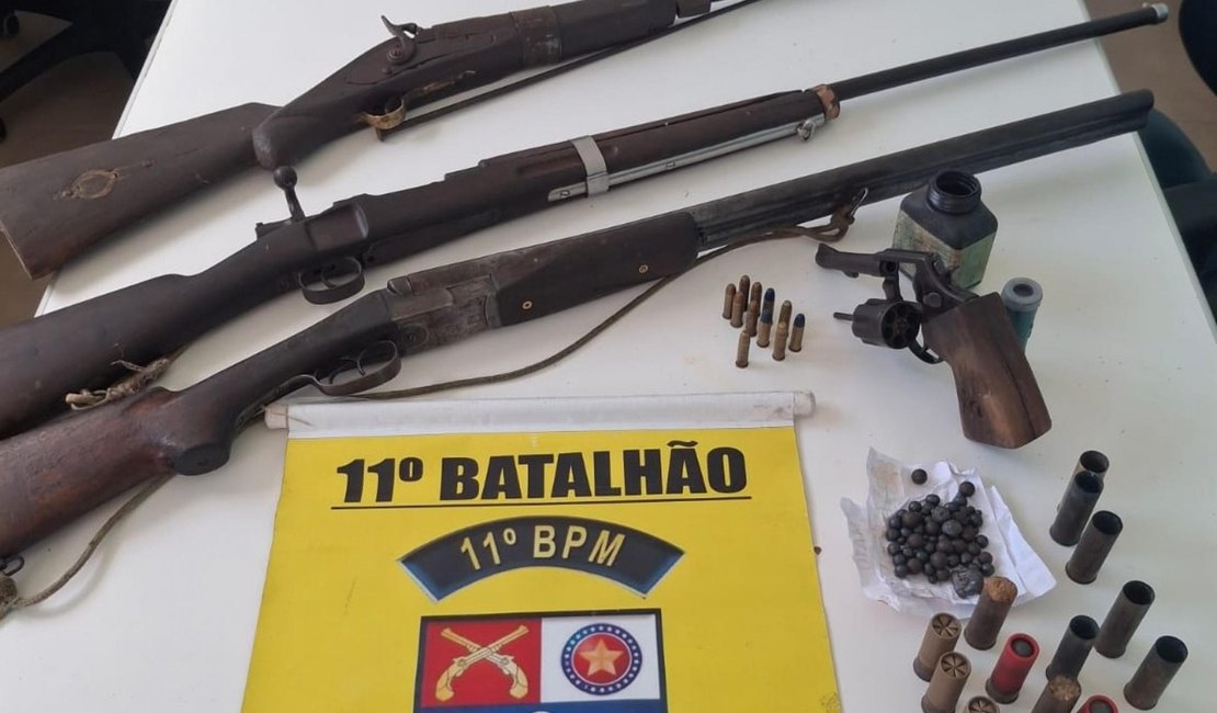 Homem é preso pela Polícia Militar com armas e munições no interior de Alagoas