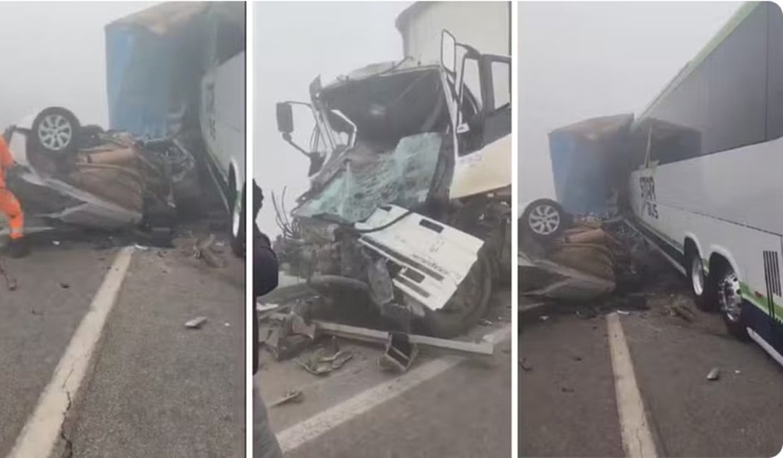 Acidente envolvendo ao menos 14 veículos deixa um morto e sete feridos na BR-262, em MG