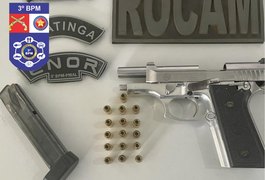 Jovem é preso após agredir esposa com pistola e ferir policial, em Arapiraca