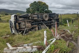 Caminhoneiro perde controle de veículo em curva e tomba às margens da AL-110, no Agreste
