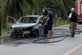 Vídeo. Veículo fica completamente destruído após pegar fogo na AL 215