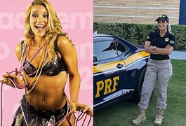 Policial federal, ex-loira do Tchan posa segurando fuzil durante patrulhamento