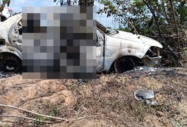 Corpos carbonizados são encontrados dentro de carro na AL-405, em Maceió