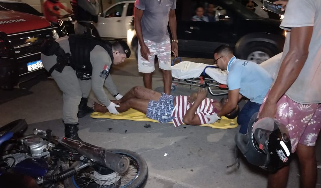 Motociclista fica ferido ao ser atingido por carro em Arapiraca