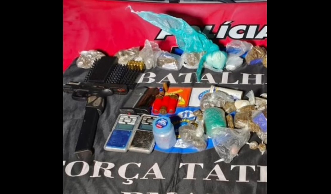 Força Tática prende suspeito com arma e drogas após troca de tiros no Benedito Bentes, em Maceió