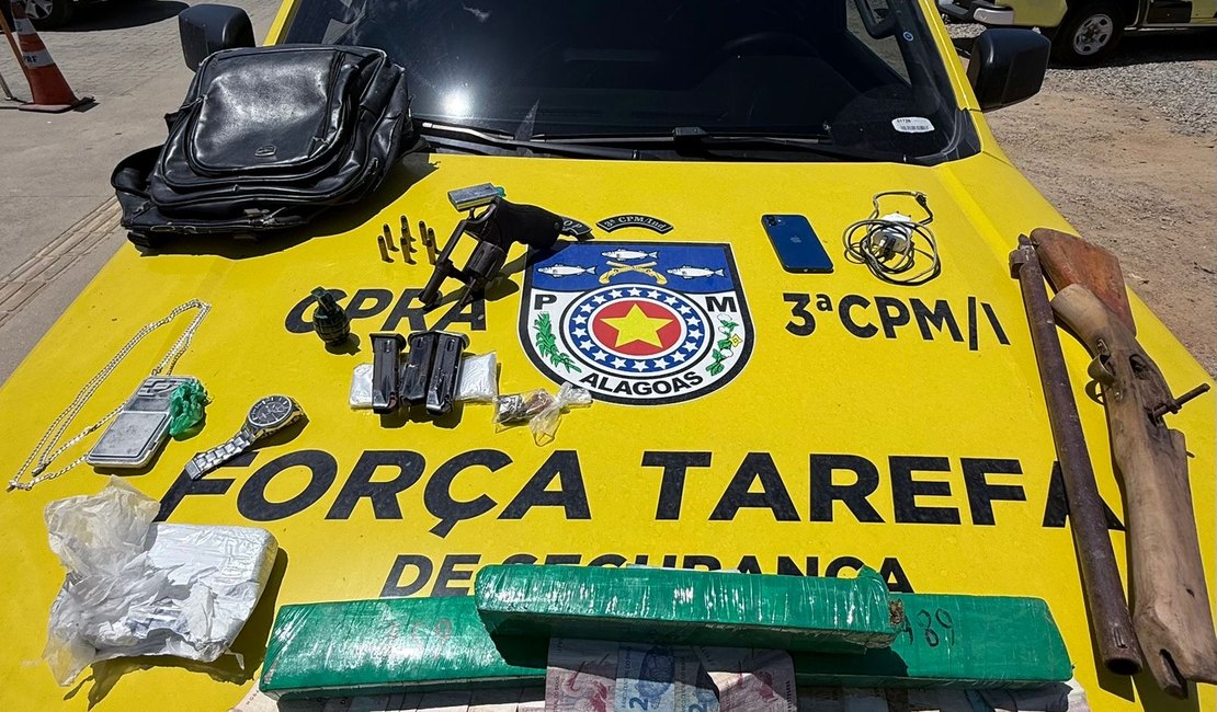 Polícia Militar prende jovem suspeito de tráfico de drogas e apreende armas no interior de Alagoas