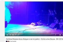 Vídeo: cantora Rosanah leva choque e cai no palco durante show