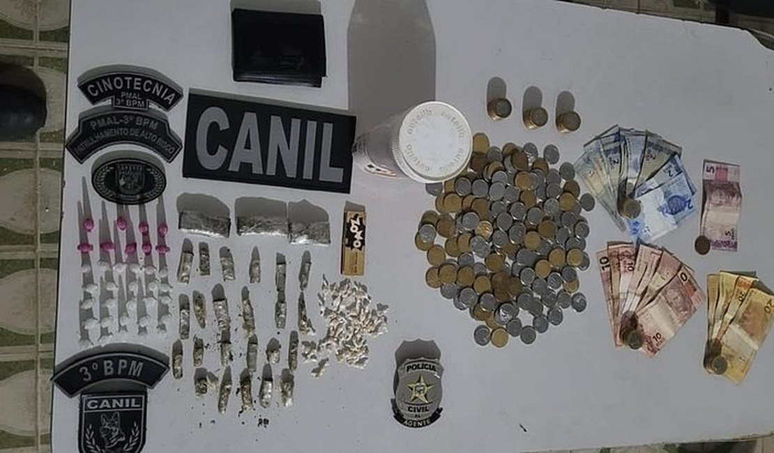 PM apreende arma e drogas durante ações de combate ao tráfico, em Arapiraca e Batalha
