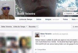 Jovem comemora saída de secretário de segurança de Alagoas em rede social