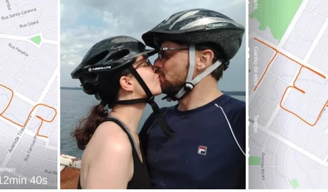 Marido se declara à esposa com trajeto de bicicleta em forma de 'amor, te amo', no Paraná