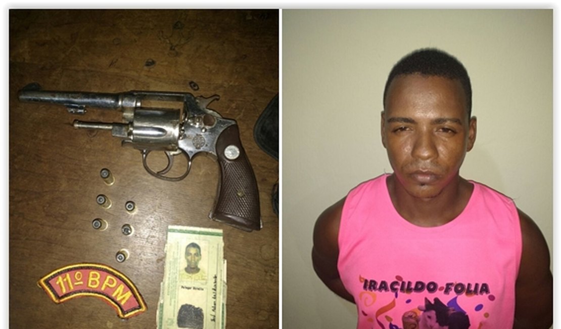 PM prende homem após encontrar revólver no interior de veículo