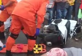 Motociclista fica 'sem pulso' e sofre hemorragia na cabeça após acidente em Palmeira