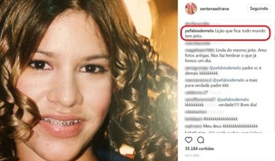 Padre Fabio de Melo trolla ex-BBB Adriana em foto antiga: 'Todo mundo tem jeito'