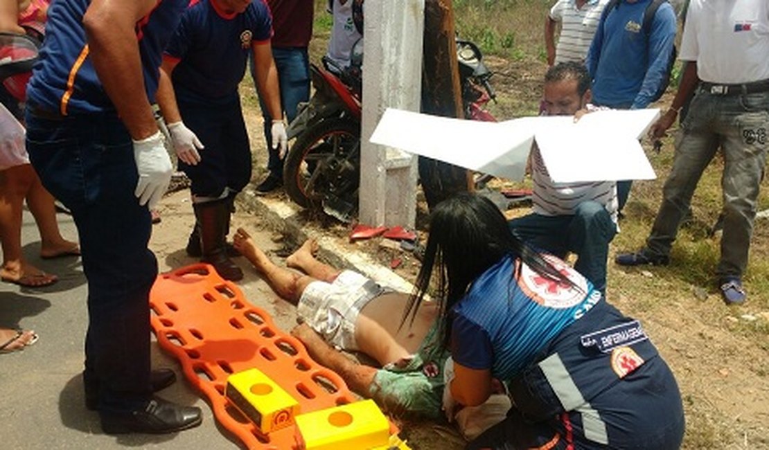 Motociclista fica ferido ao derrapar em banco de areia no bairro Bonsucesso, em Arapiraca