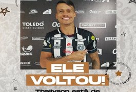 ASA anuncia retorno do lateral ﻿esquerdo Thalysson