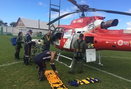 Aeronave transporta paciente de Coruripe para UTI do Hospital Chama de Arapiraca