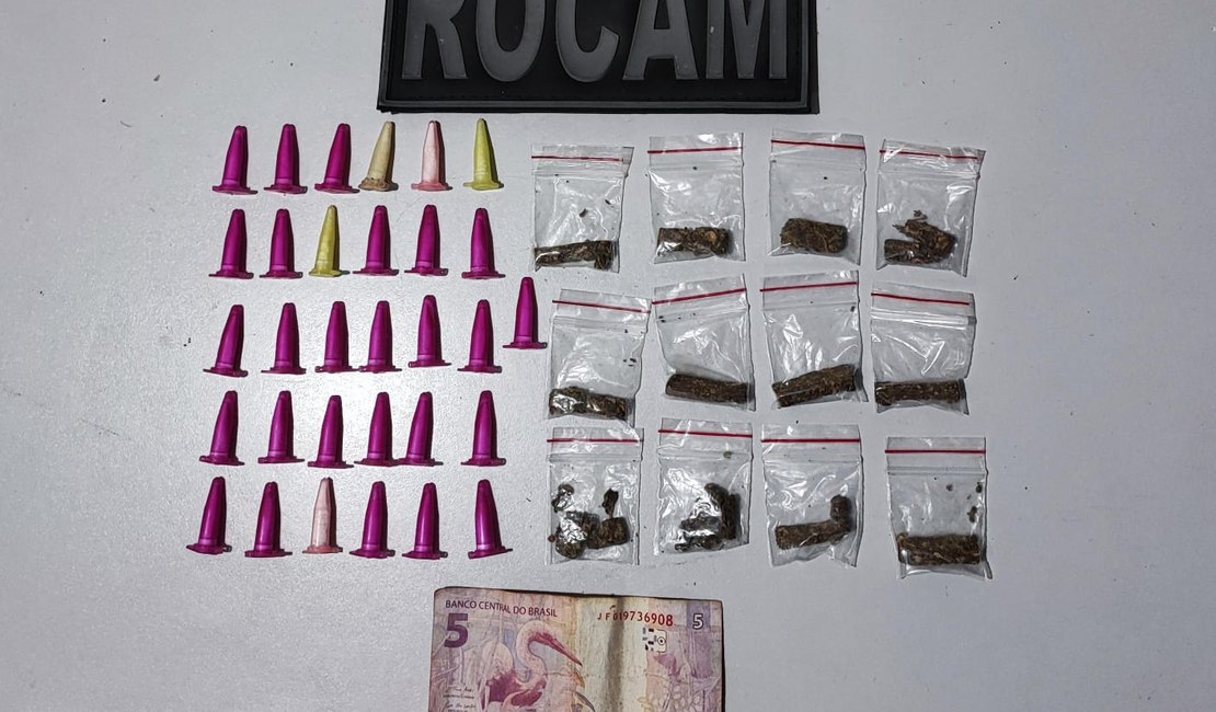 Homem é preso em flagrante em ação da PM, que também resulta em apreensão de cocaína e maconha em Arapiraca