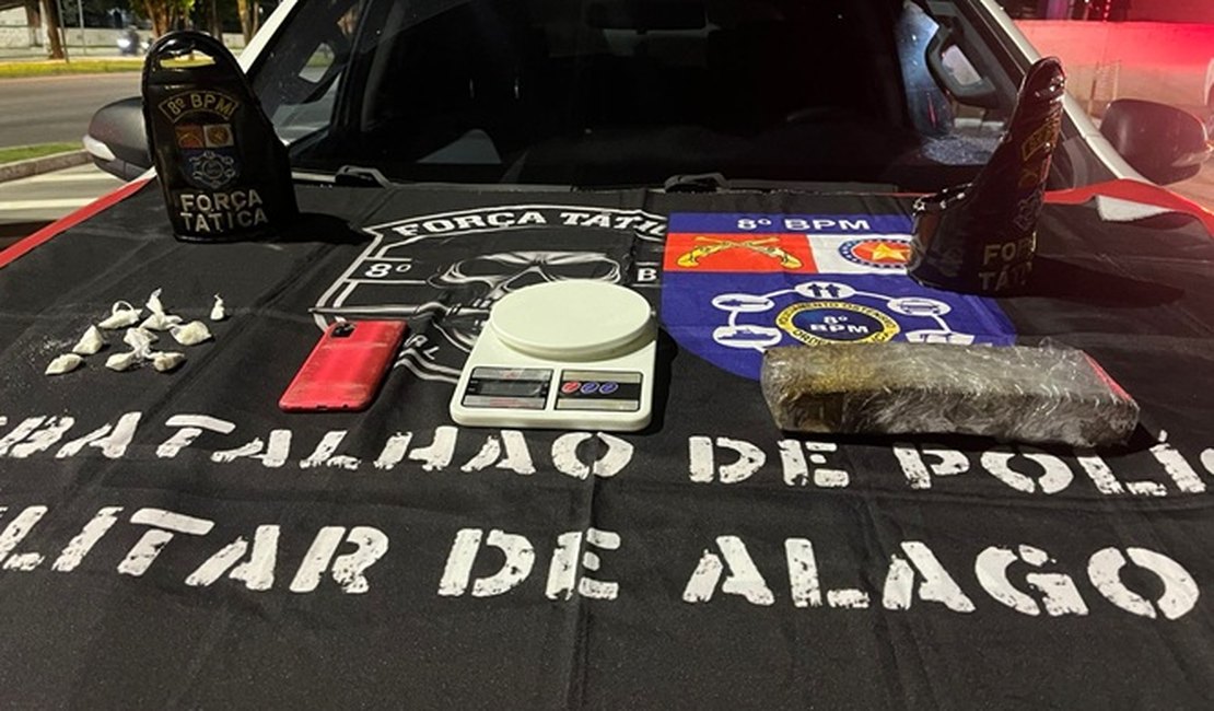 Força Tática do 8° Batalhão da PM prende homem por tráfico de drogas em Rio Largo