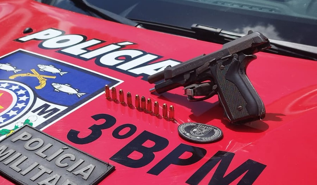 Jovem é flagrado com arma de fogo em bar localizado na rua 16, em Arapiraca