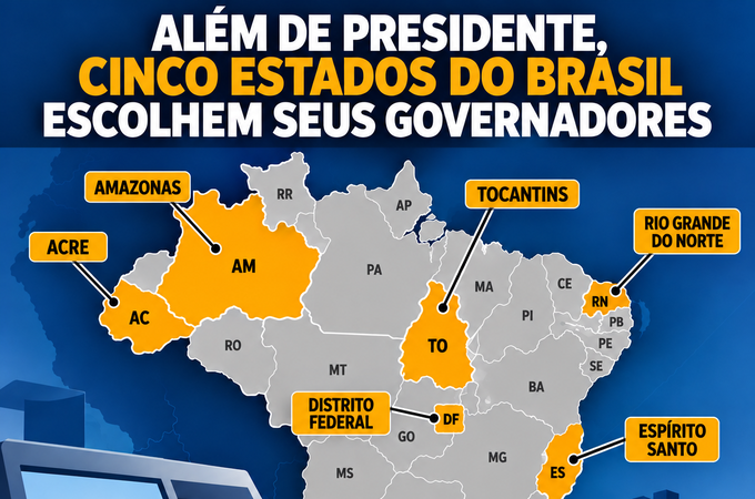 Além de presidente, eleitores de cinco estados e do DF decidem governadores neste domingo