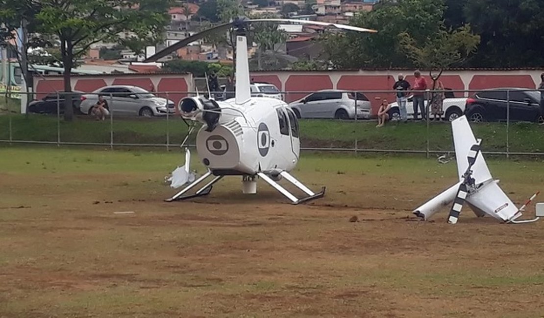 Helicóptero da Globo faz pouso forçado e rotor de cauda se quebra, em BH