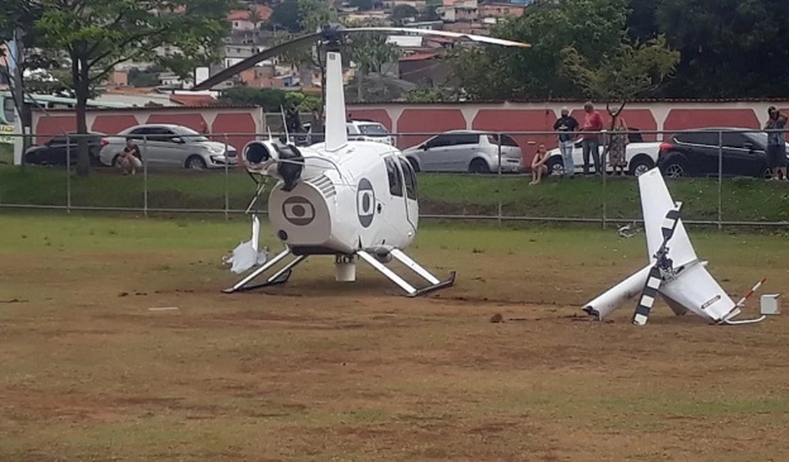 Helicóptero da Globo faz pouso forçado e rotor de cauda se quebra, em BH