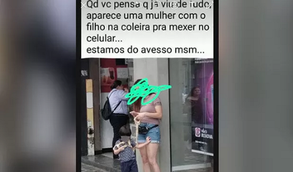 Mãe acusada de levar filho em coleira rebate: ‘ Expõe sem saber'