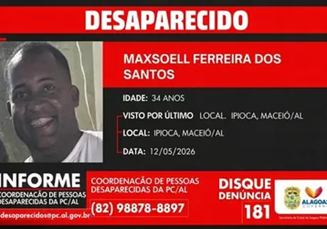 Desaparecimento de homem em Maceió mobiliza Polícia Civil e familiares