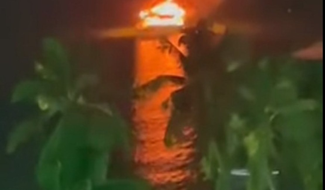 Vídeo. Catamarã de restaurante pega fogo e assusta pessoas em Maceió