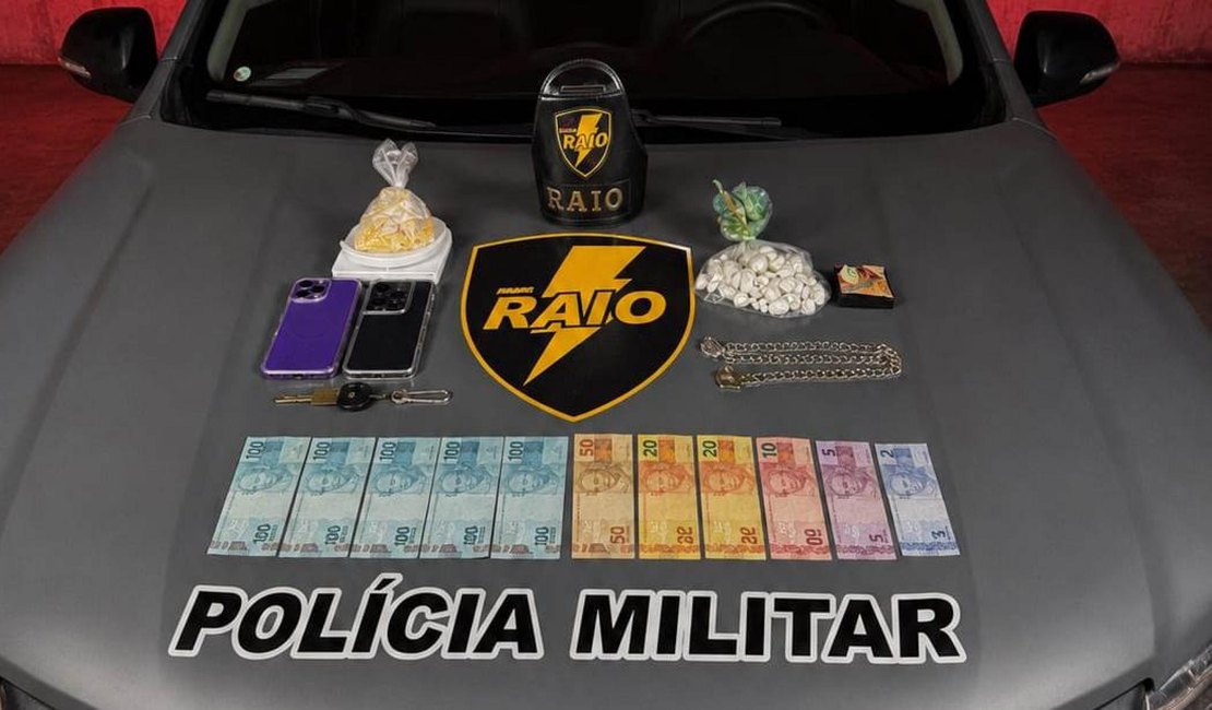 Companhia Raio prende casal com drogas após tentativa de roubo na Pajuçara, em Maceió
