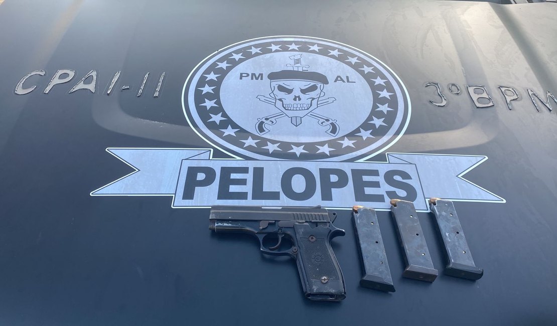 Pelopes cumpre mandado e apreende pistola, carregadores e munições no Centro de São Sebastião