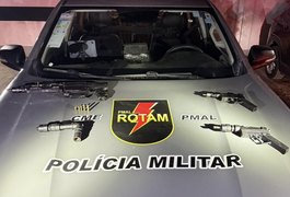 Polícia Militar apreende sete armas em ocorrências registradas em Maceió e no interior