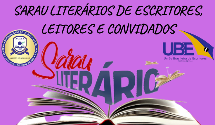 PARTICIPE DO SARAU LITERÁRIO QUE SERÁ REALIZADO DIA 17/02 ÀS 15H PELO INSTAGRAM DA ACADEMIA ARAPIRAQUENSE DE LETRAS E ARTES - ACALA