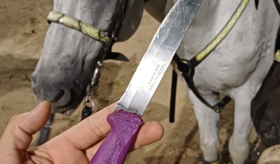 Cavalaria da PM lavra dois TCOs por porte de arma branca em praça pública de Arapiraca