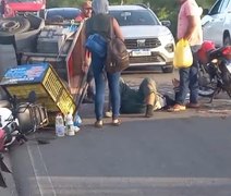 Motociclista perde o controle e cai na AL-115 após desviar de buraco, em Arapiraca